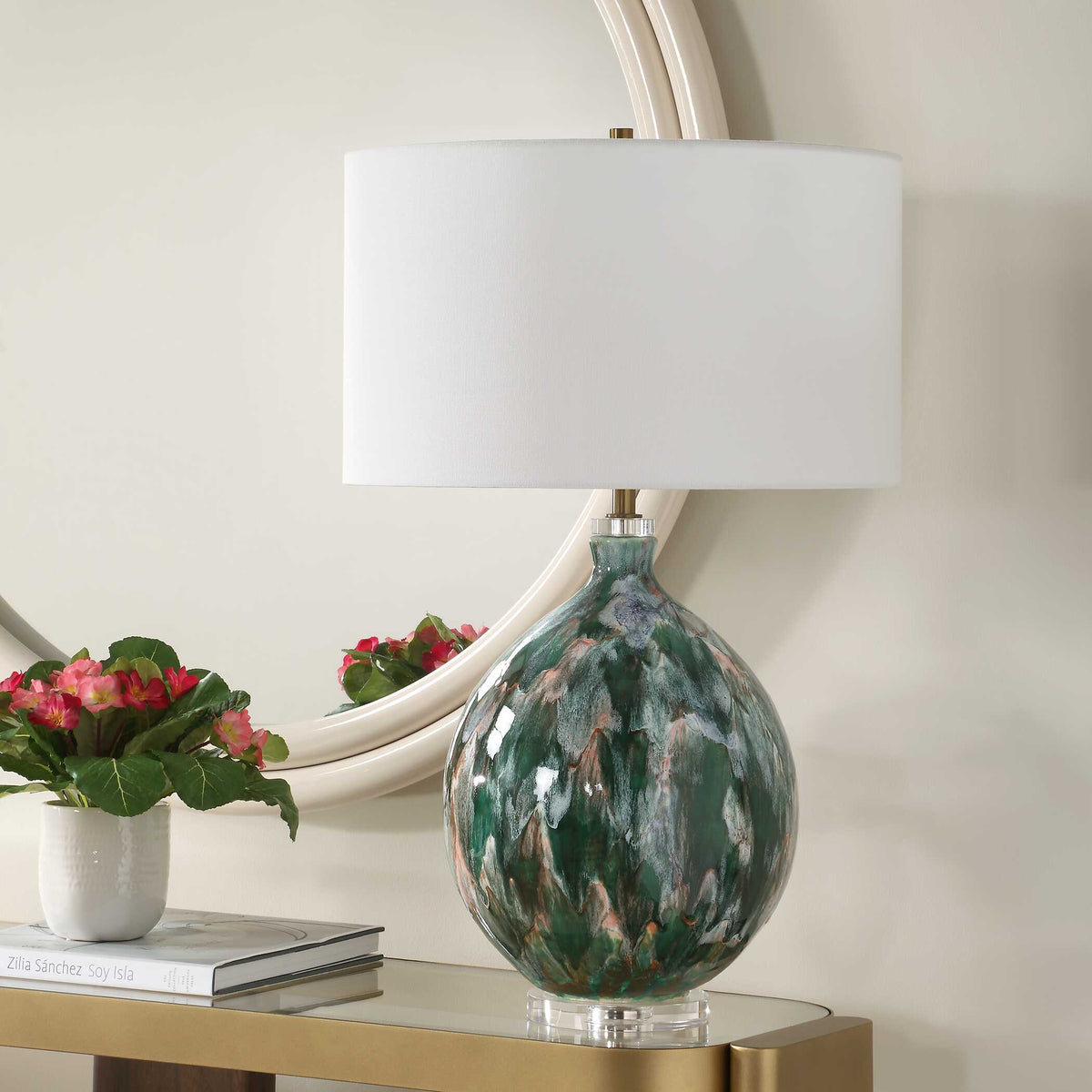 Mihaela Drip Glaze Blue/Green Table Lamp - Ornate Home