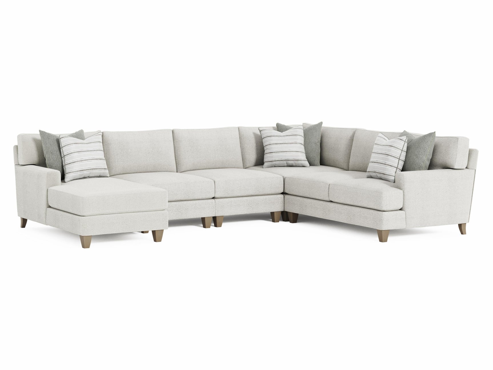 Mila Beige/Tan 5-Piece Fabric Sectional with Left Chaise - Ornate Home