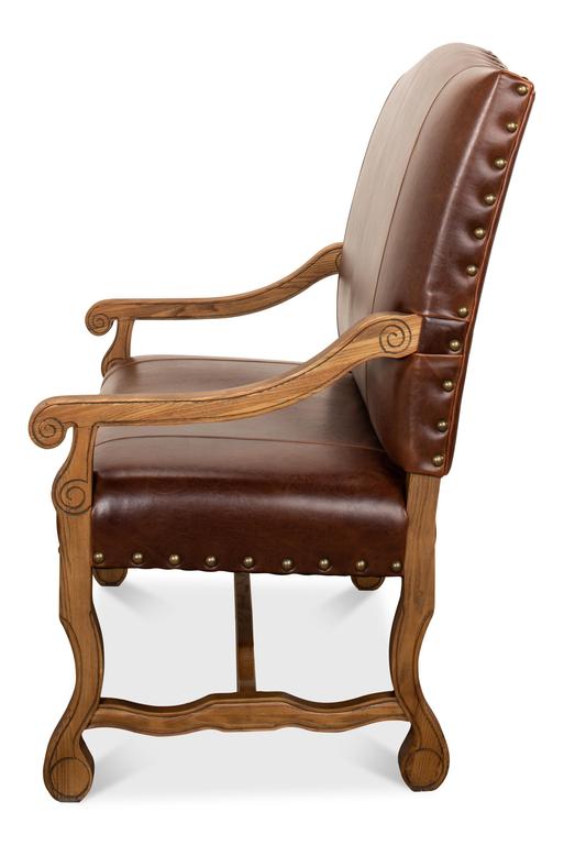 Milano Salon Brown Italian Leather Settee - Ornate Home