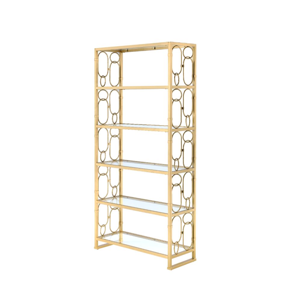 Milavera Clear Glass/Gold Bookshelf - Ornate Home