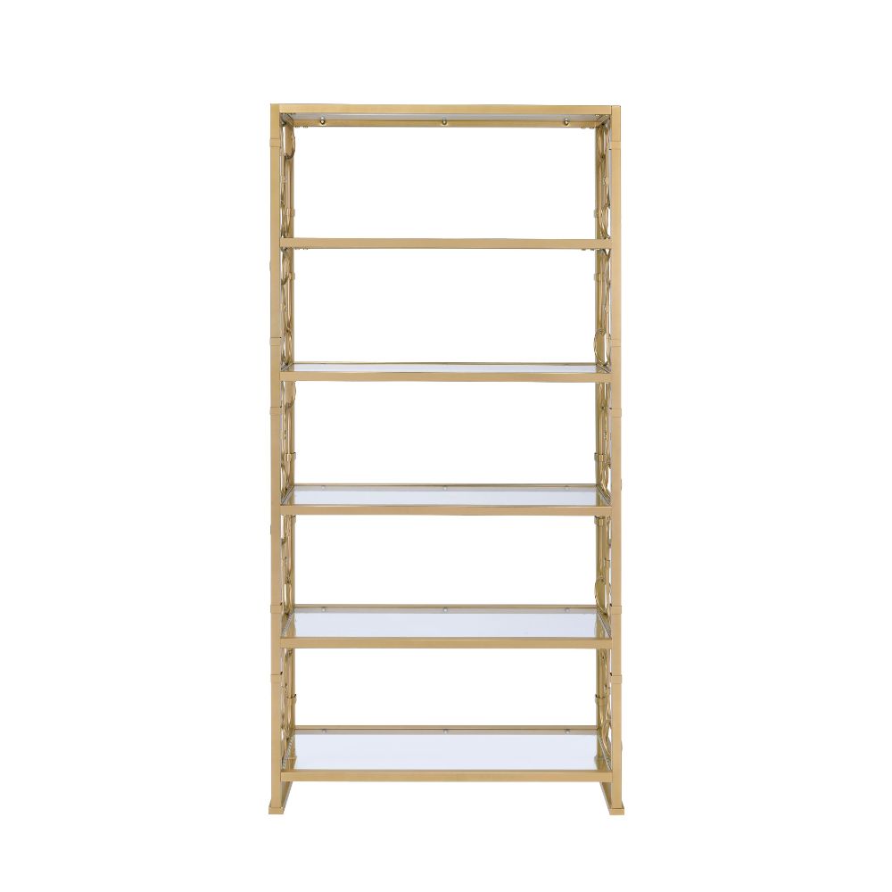 Milavera Clear Glass/Gold Bookshelf - Ornate Home