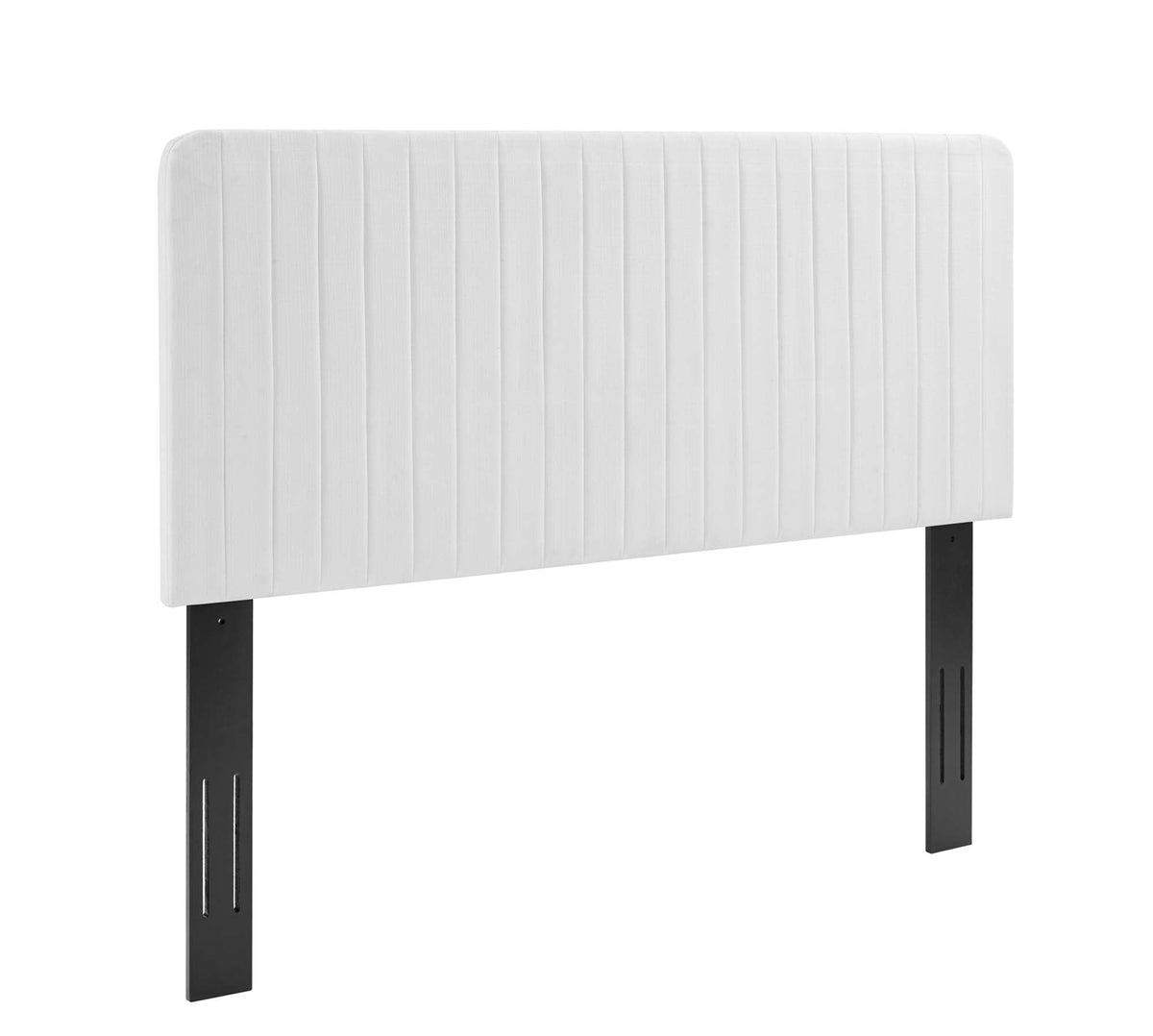 Milenna White Channel Tufted Upholstered Fabric King/California King Headboard - Ornate Home