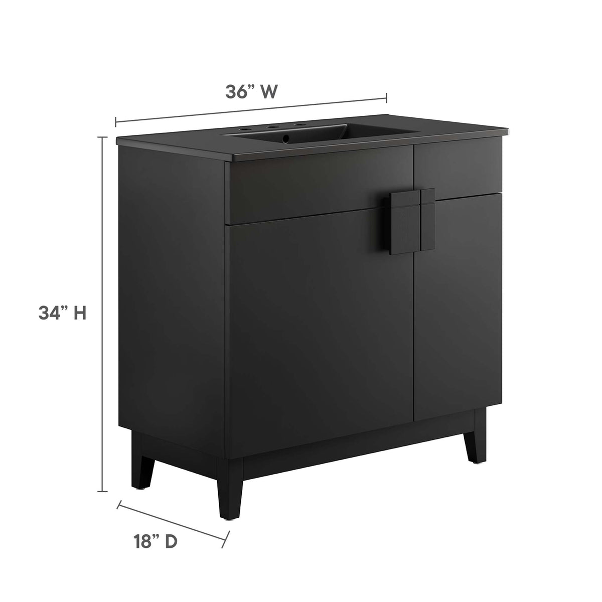 Miles Black 36" Bathroom Vanity - Ornate Home