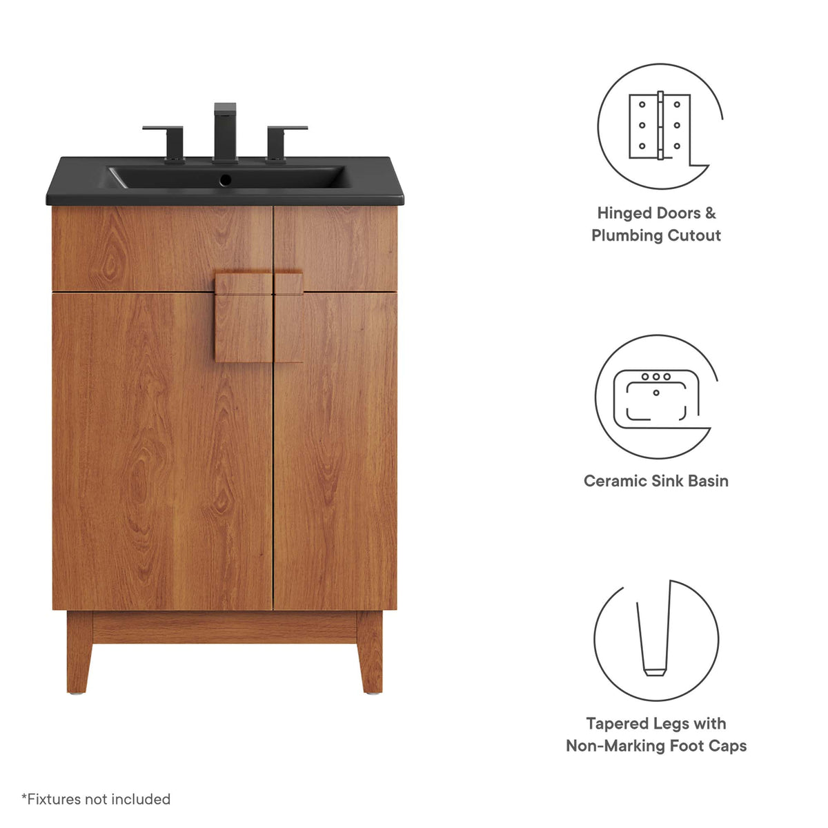 Miles Black/Walnut 24" Bathroom Vanity - Ornate Home