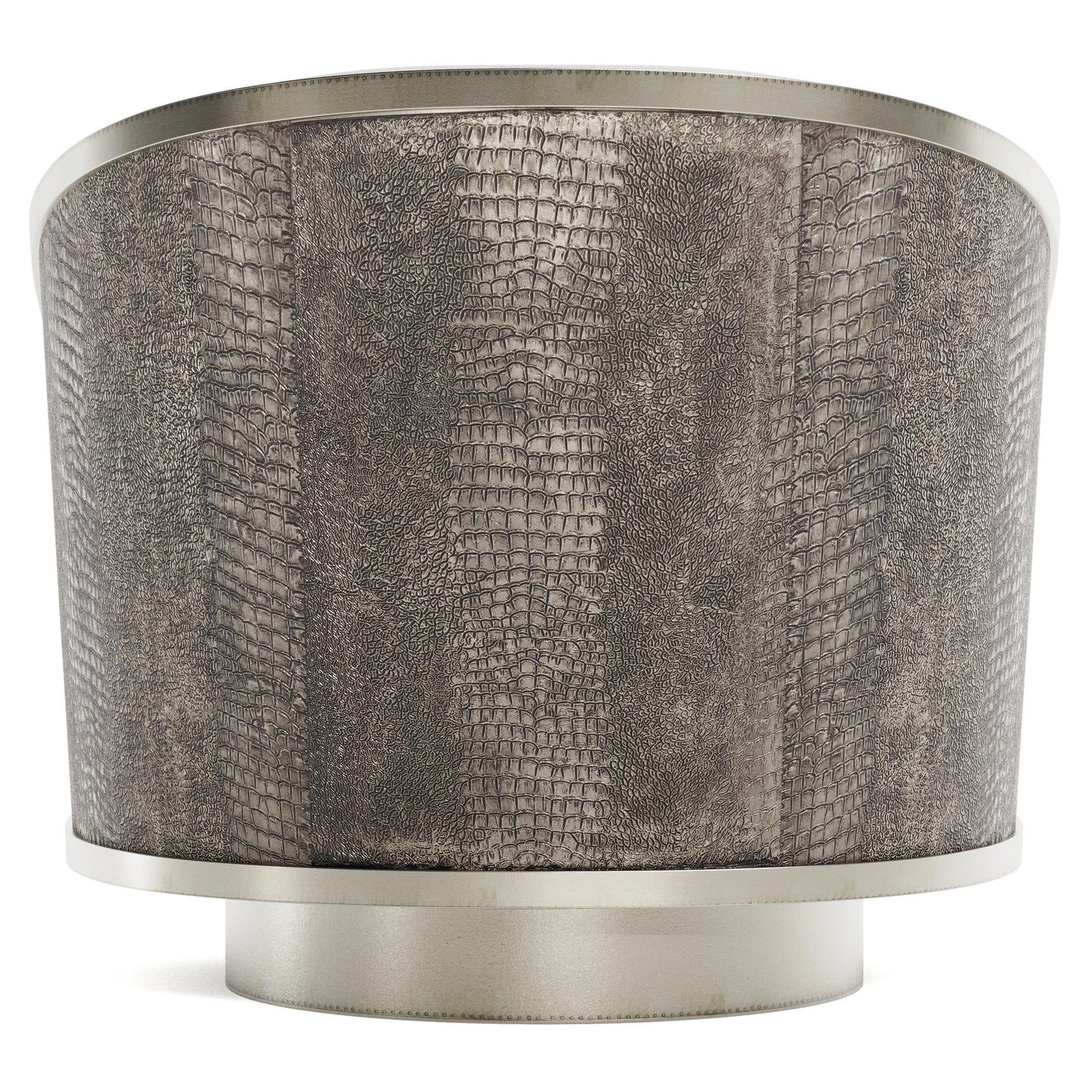 Miles German Silver/White/Cream Leather Swivel Chair - Ornate Home