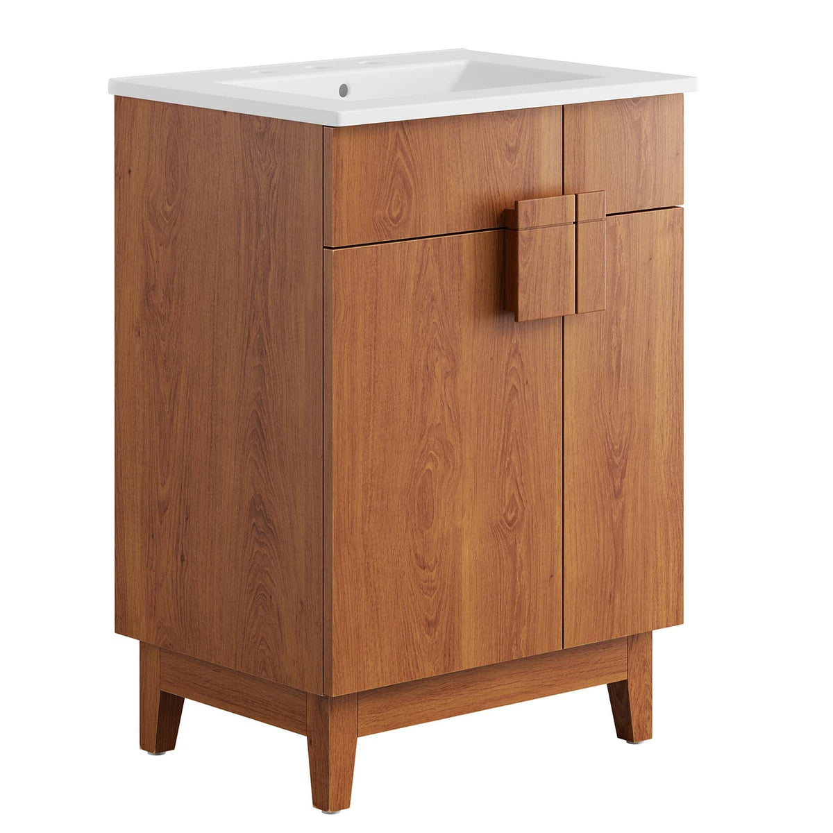 Miles White/Walnut 24" Bathroom Vanity - Ornate Home