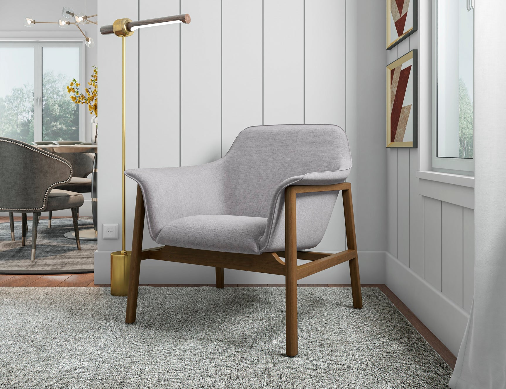 Miller Accent Chair in Grey and Walnut - Ornate Home