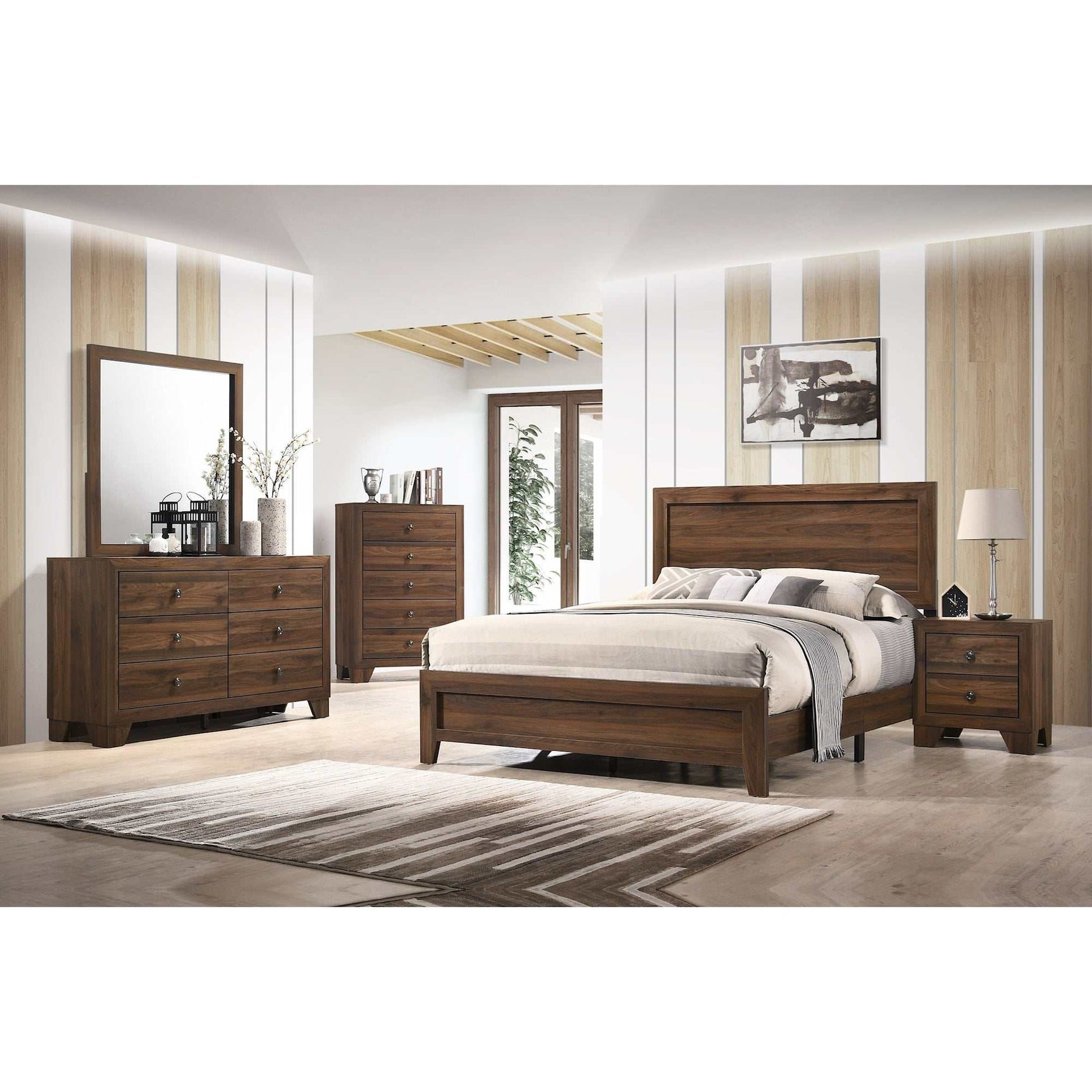 Millie Cherry Brown Full Panel Bed - Ornate Home