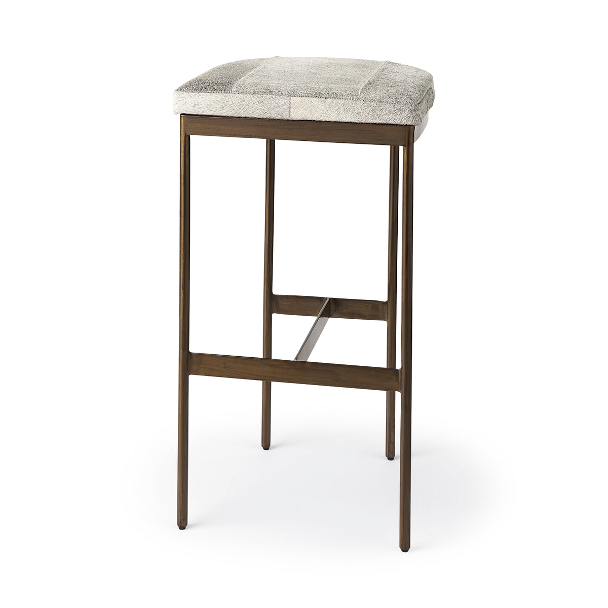 Millie Gold Hair-On-Hide Seat Bar Stool - Ornate Home