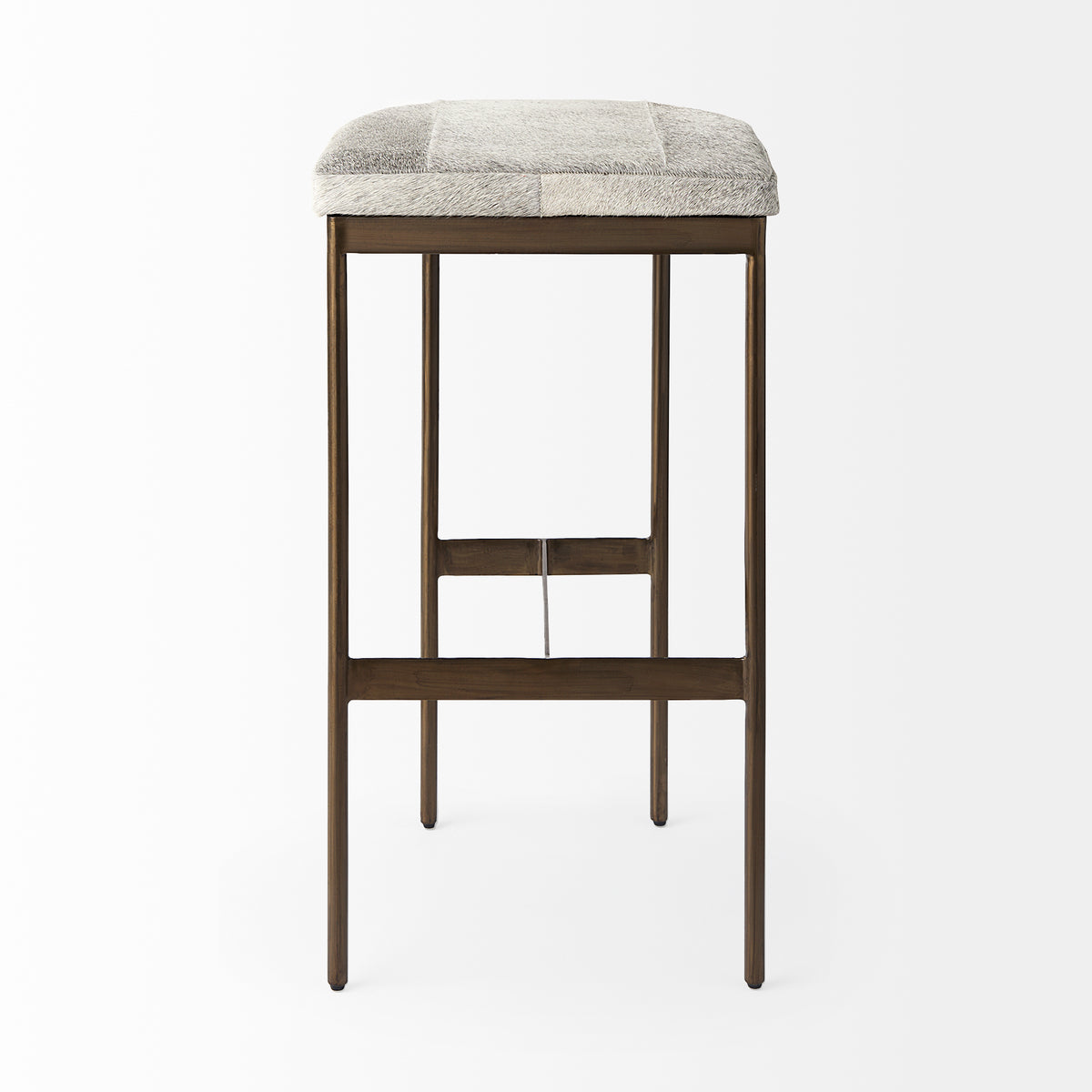 Millie Gold Hair-On-Hide Seat Bar Stool - Ornate Home