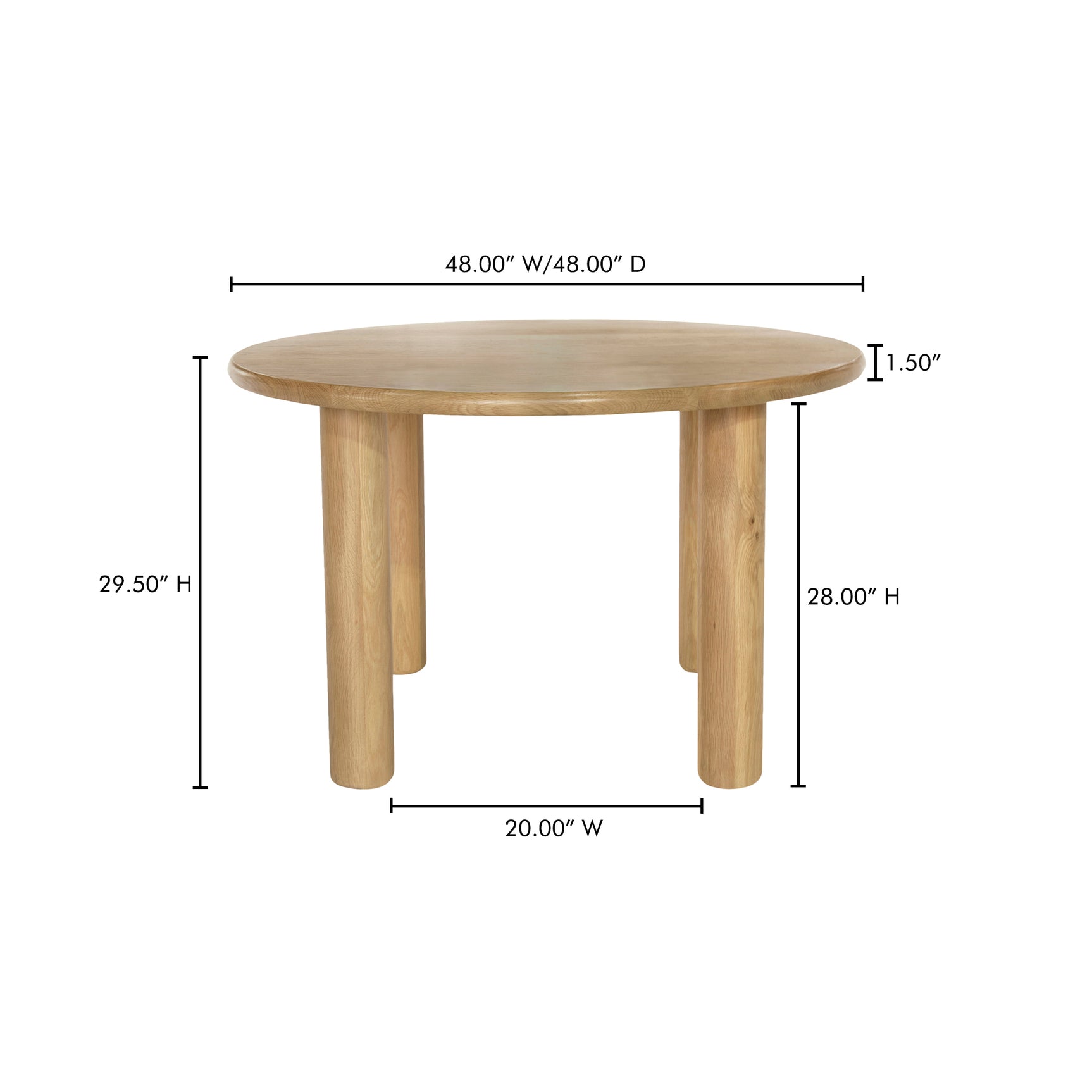 Milo Oak Round Dining Table - Ornate Home