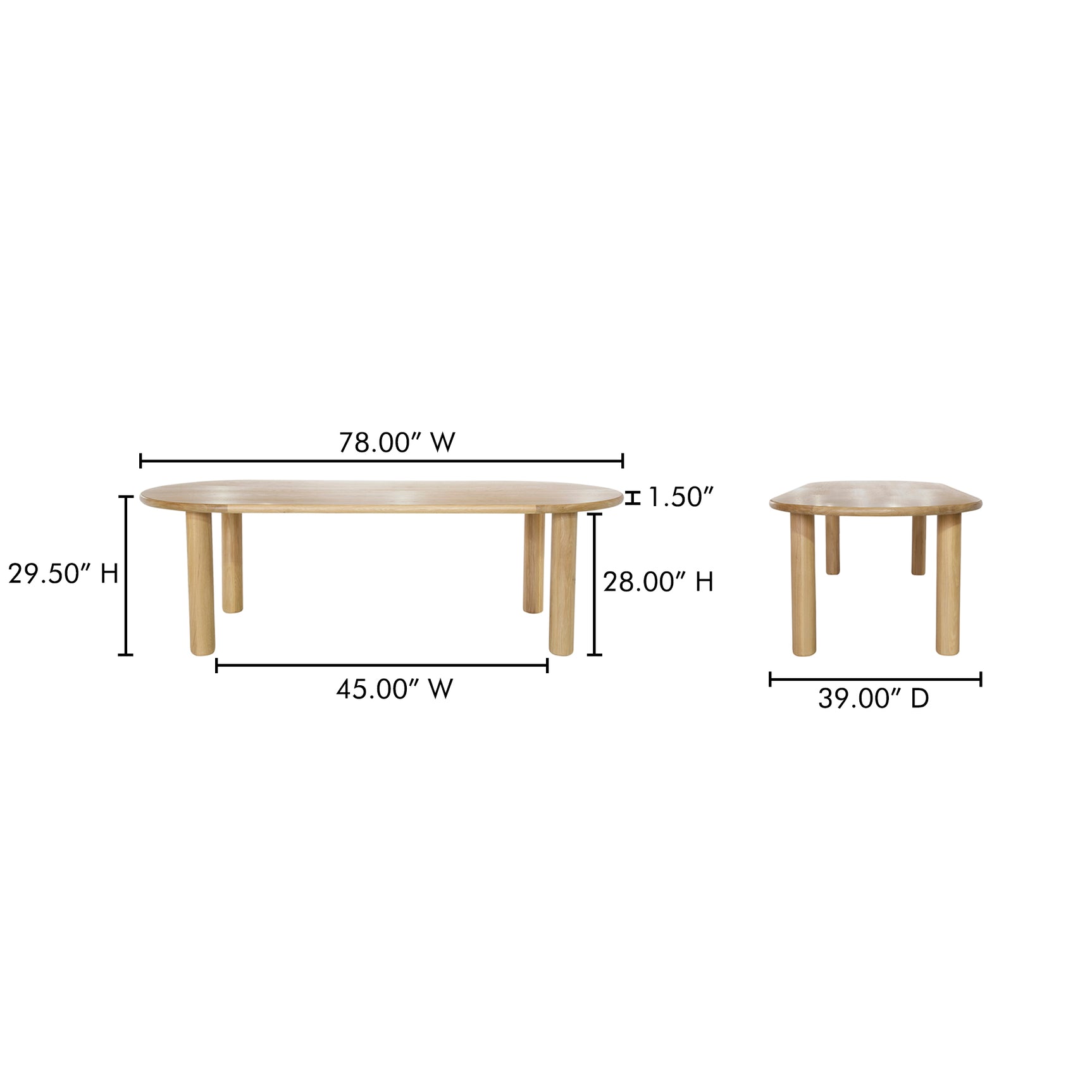 Milo Oak Small Dining Table - Ornate Home
