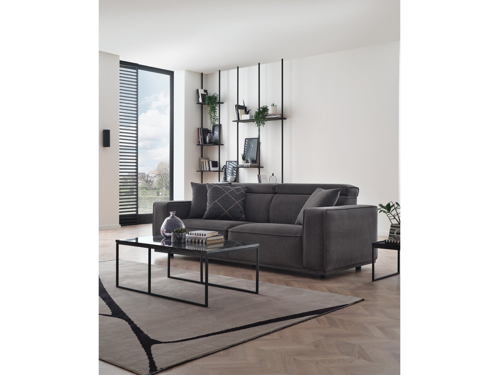 Milos Anthracite Loveseat - Ornate Home