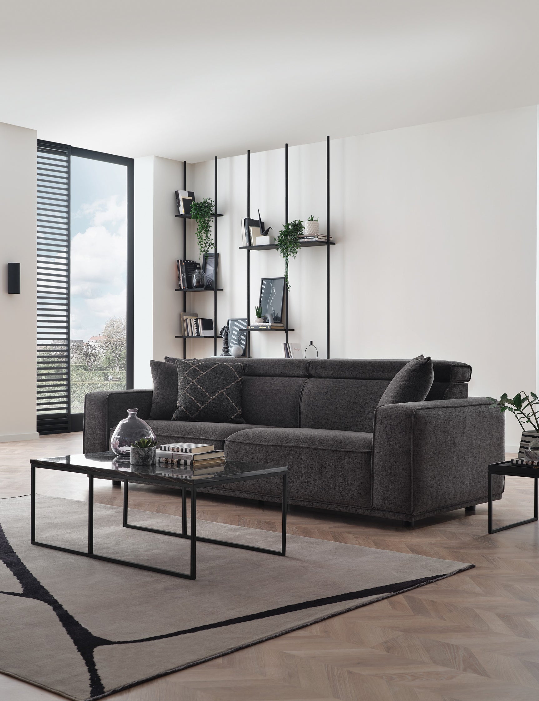 Milos Anthracite Loveseat - Ornate Home