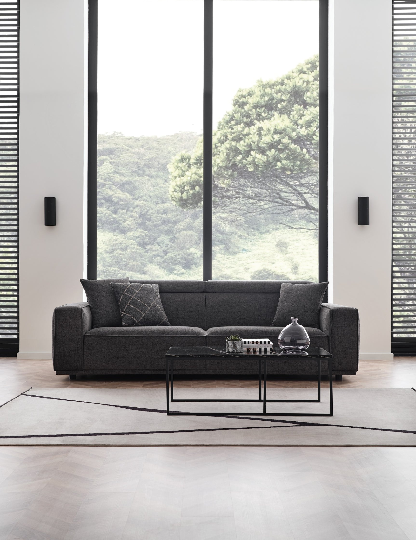 Milos Anthracite Loveseat - Ornate Home