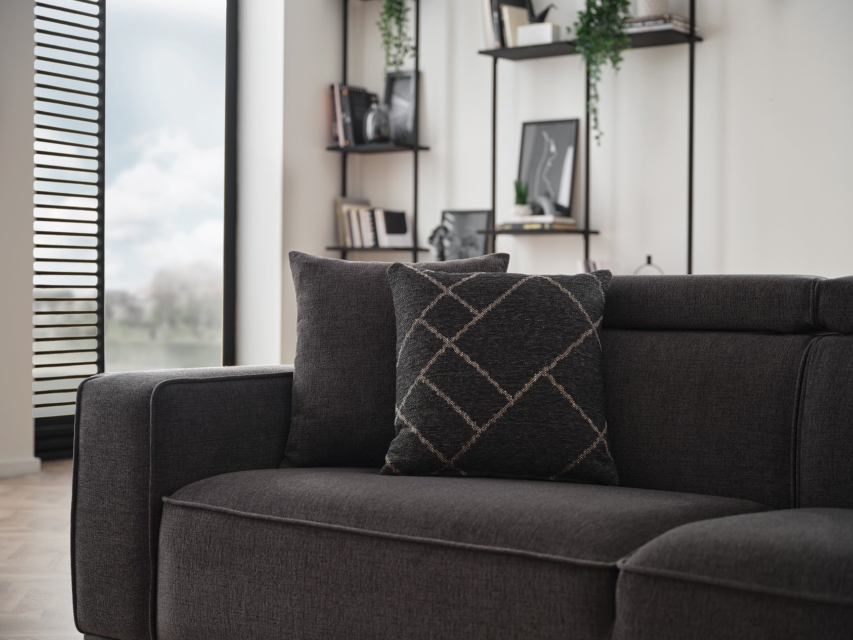 Milos Anthracite Loveseat - Ornate Home