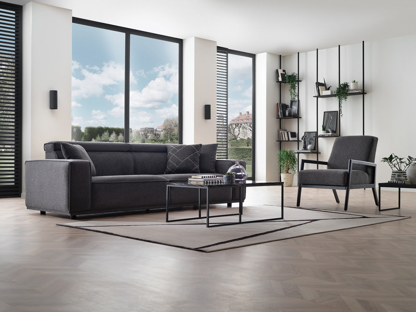 Milos Anthracite Loveseat - Ornate Home