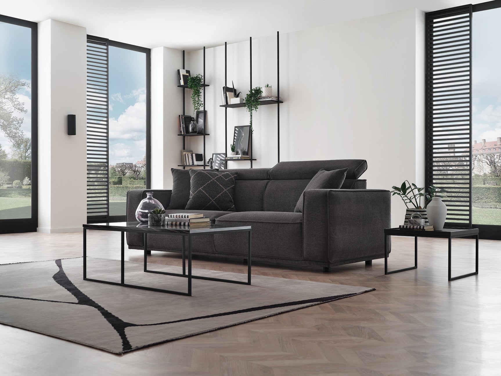 Milos Anthracite Loveseat - Ornate Home