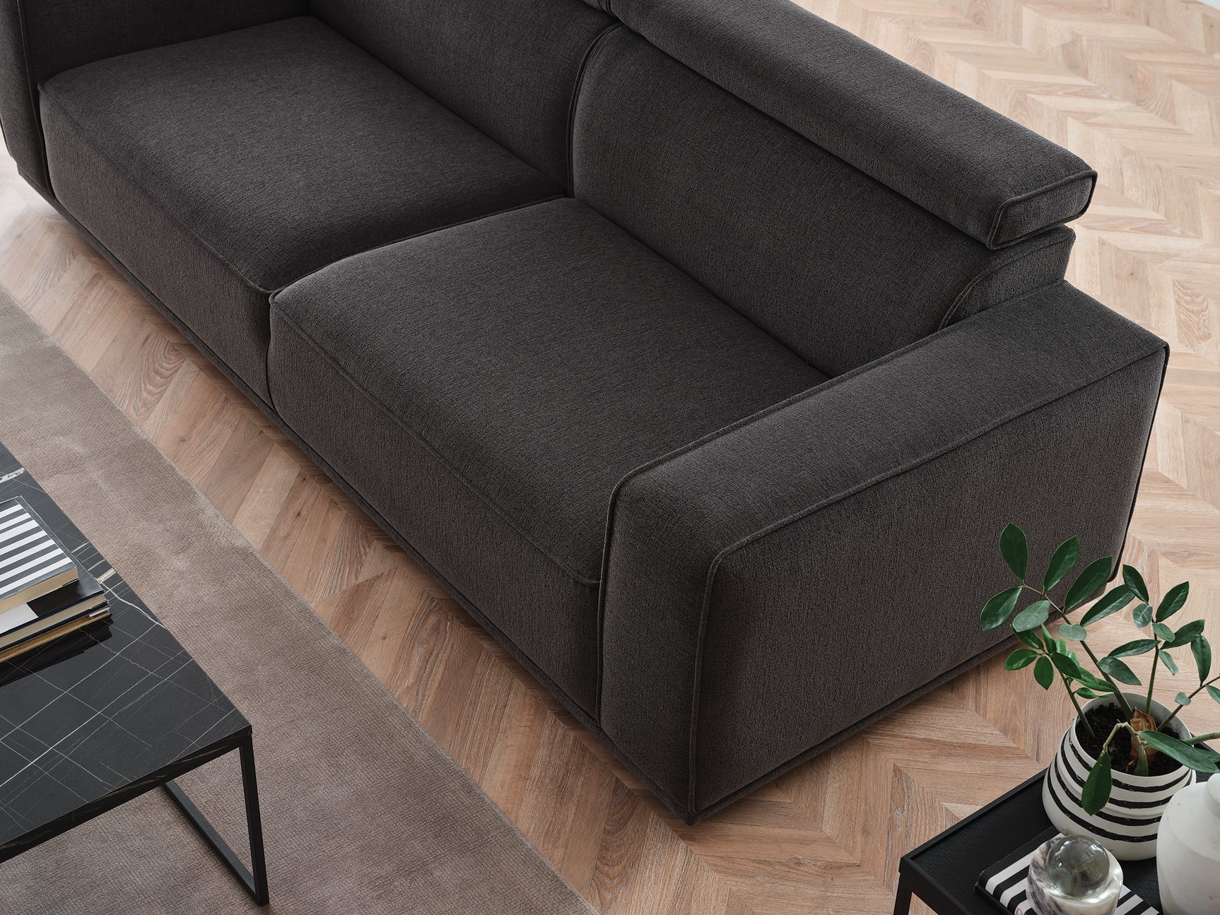 Milos Anthracite Loveseat - Ornate Home