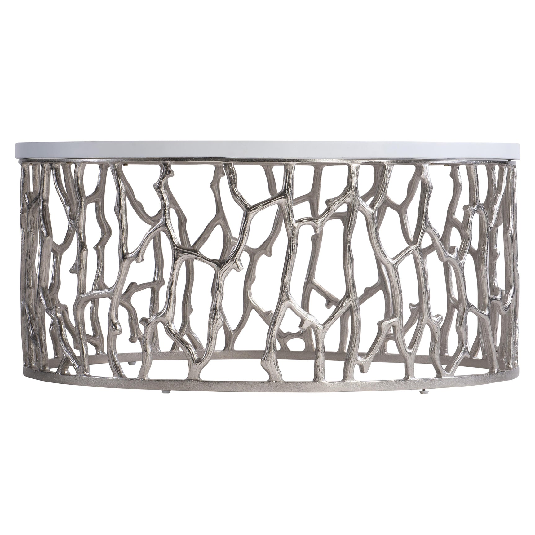 Milos Bone/Shiny Nickel Outdoor Cocktail Table - Ornate Home