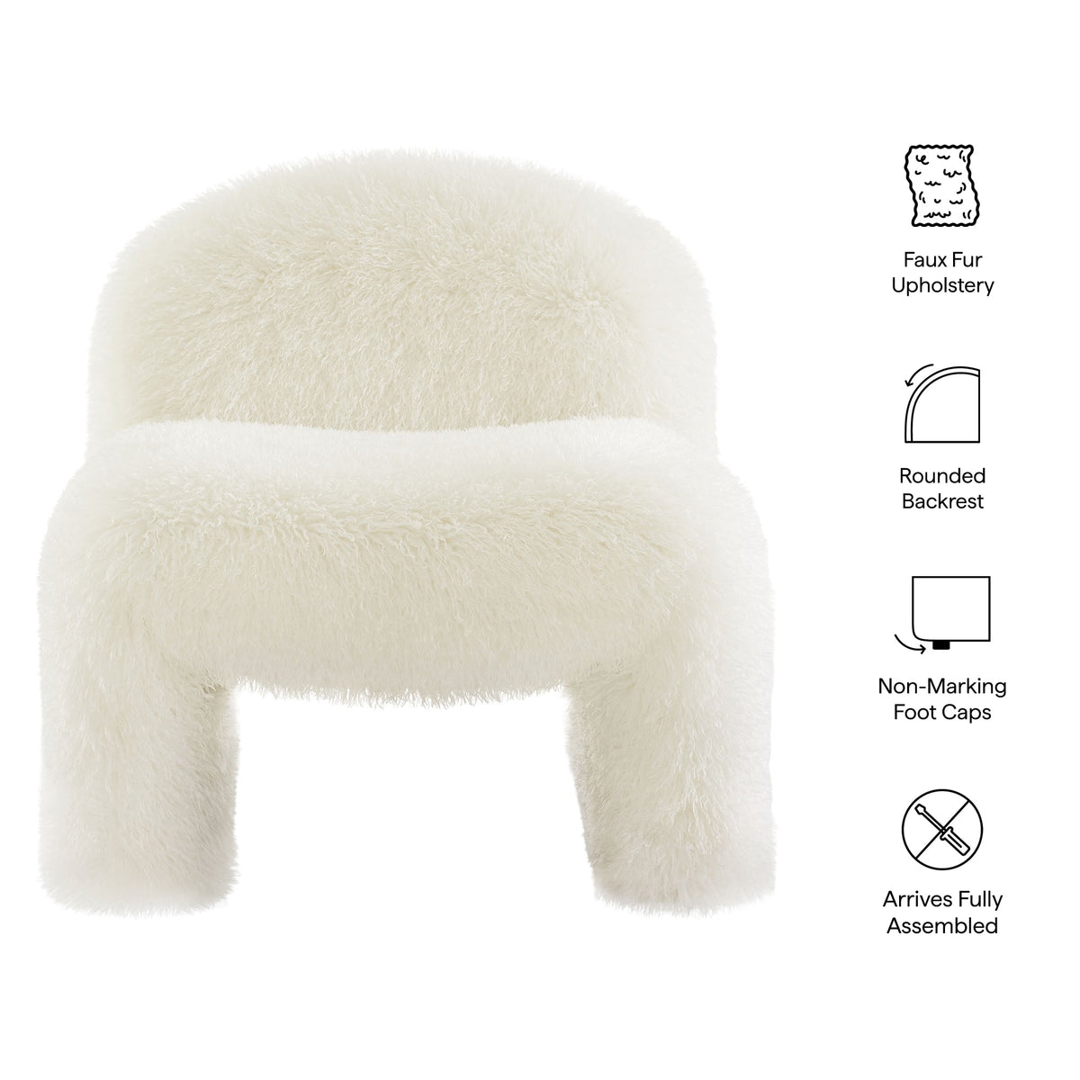 Mina White Faux Fur Accent Chair - Ornate Home