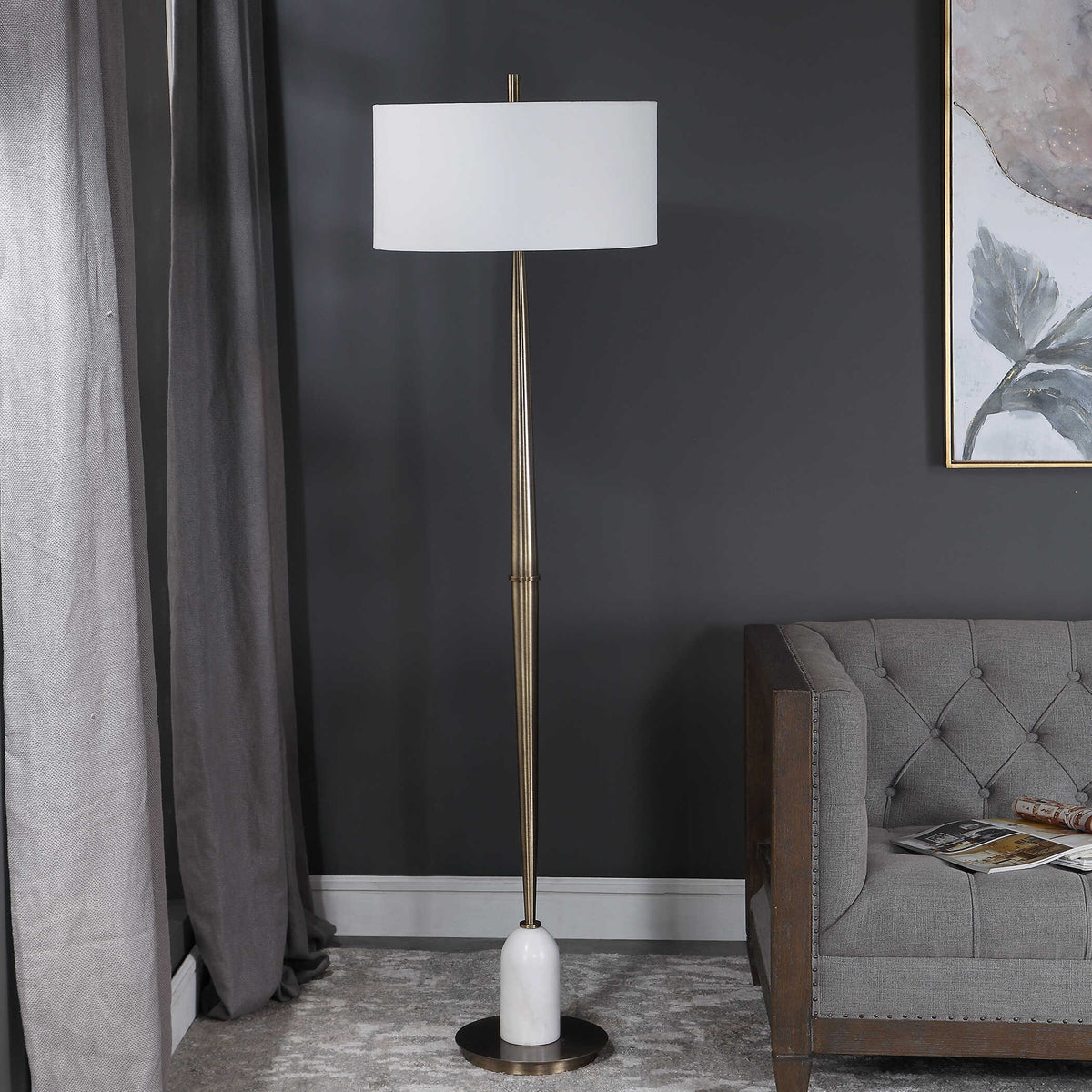 Minette Brass Mid-Century Floor Lamp - Ornate Home