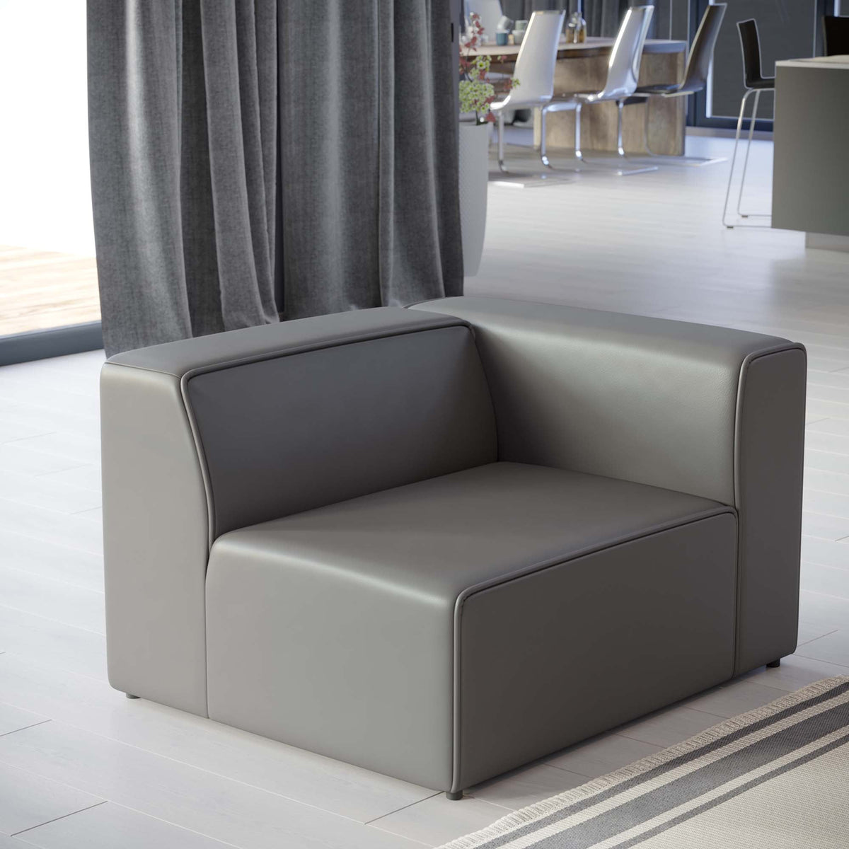 Mingle Gray Vegan Leather Right-Arm Chair - Ornate Home