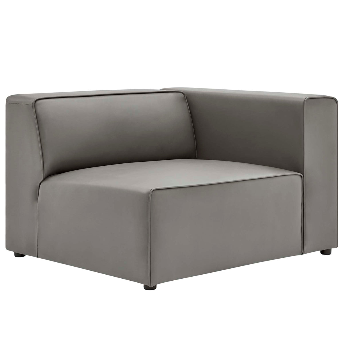 Mingle Gray Vegan Leather Right-Arm Chair - Ornate Home