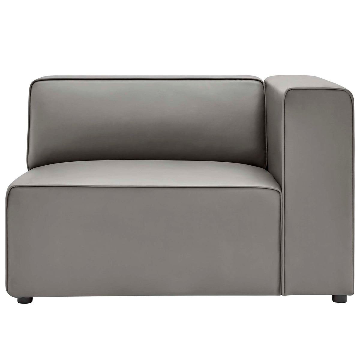 Mingle Gray Vegan Leather Right-Arm Chair - Ornate Home