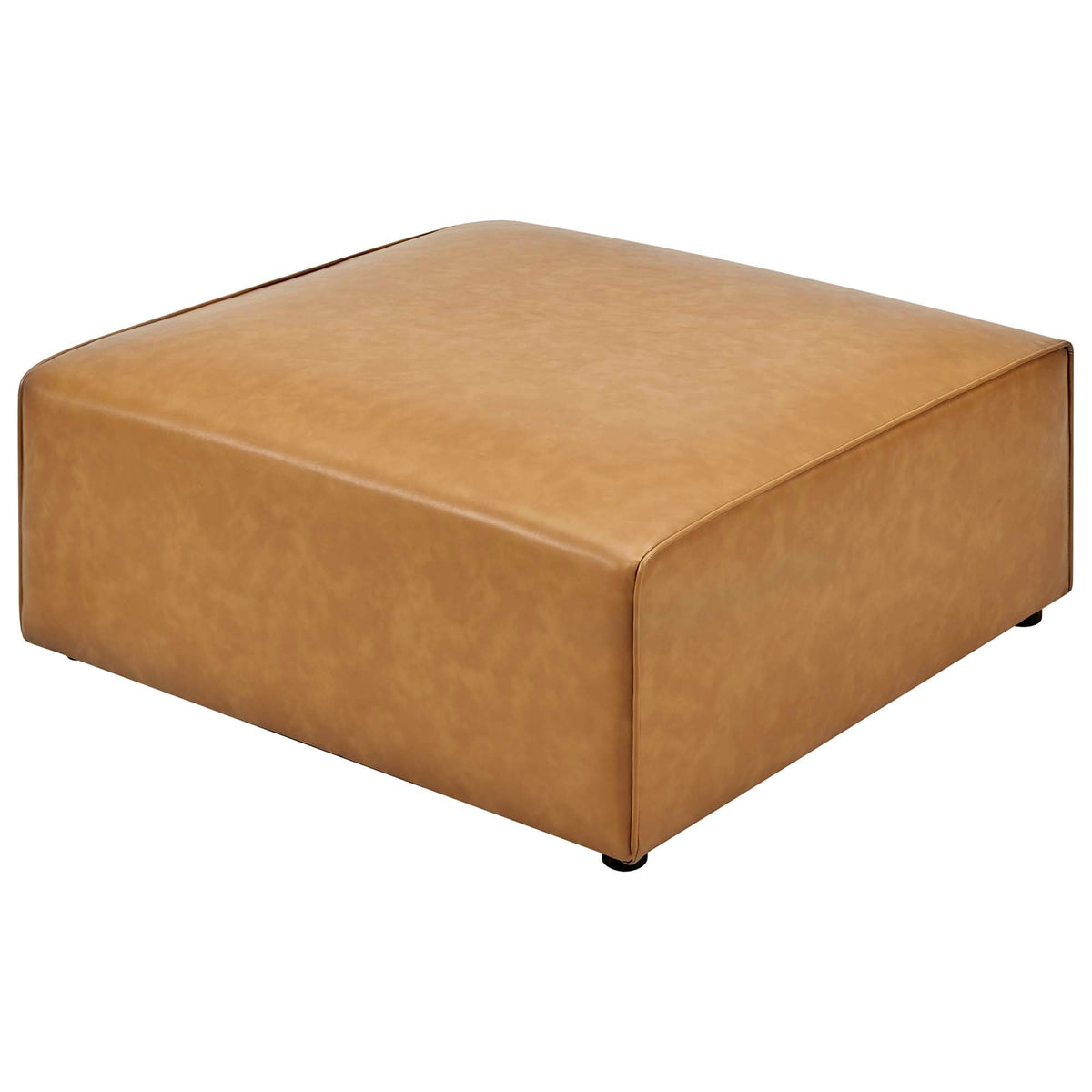 Mingle Tan Vegan Leather Ottoman - Ornate Home