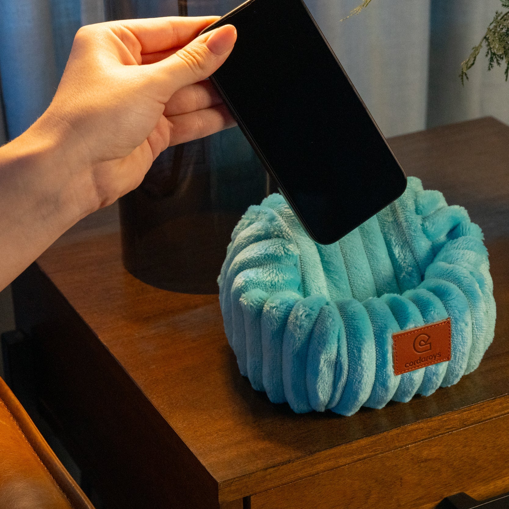 Mini Phone Holder Desk Bean Bag - Plush Corduroy - Ornate Home