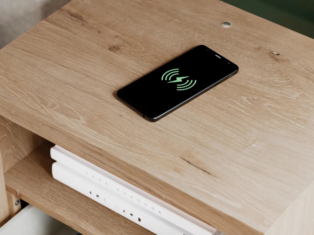 Mira Light Oak Queen Bed Frame and 2 Smart Nightstands - Ornate Home