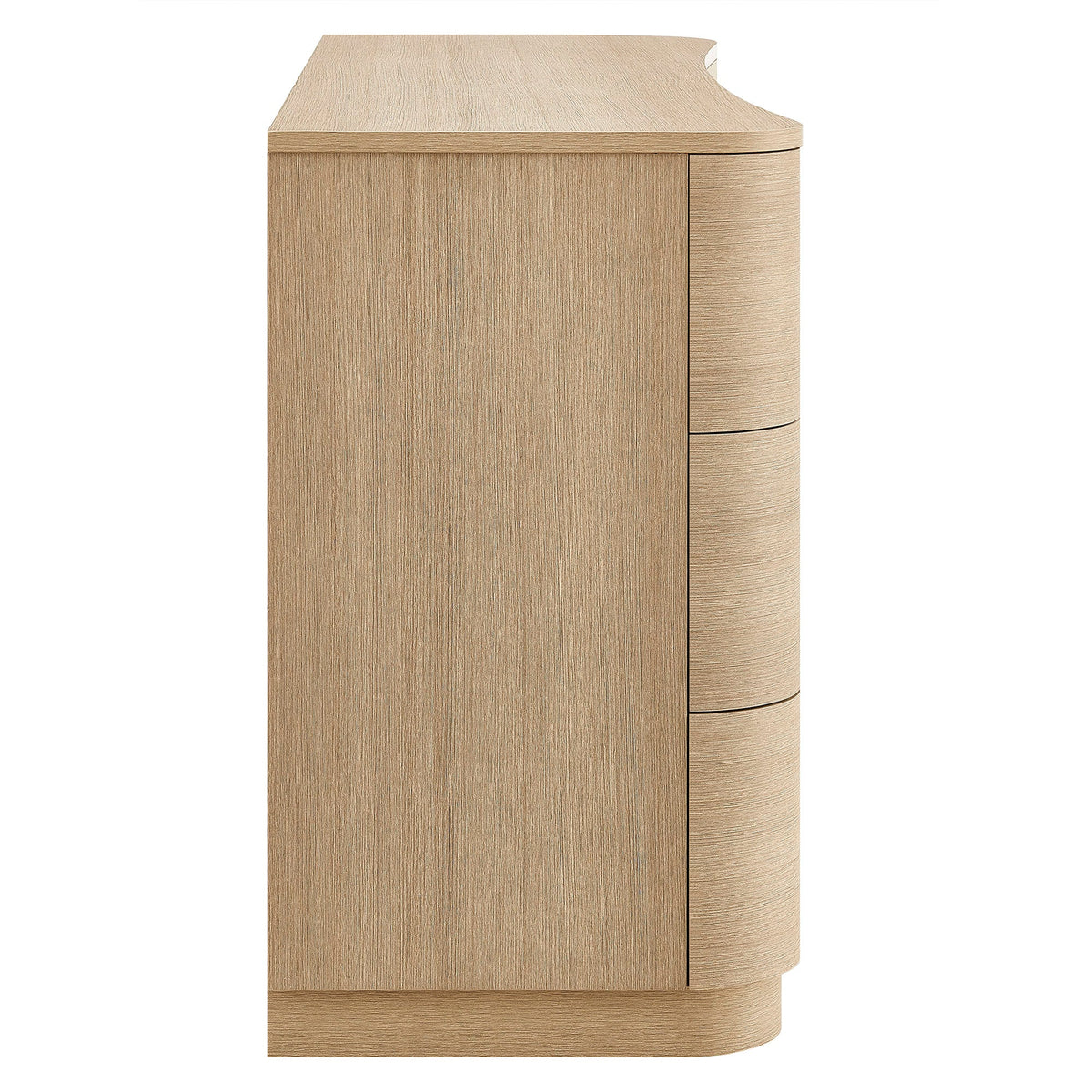 Mirae Brushed Light Oak 6-Drawer Curved Dresser - Ornate Home