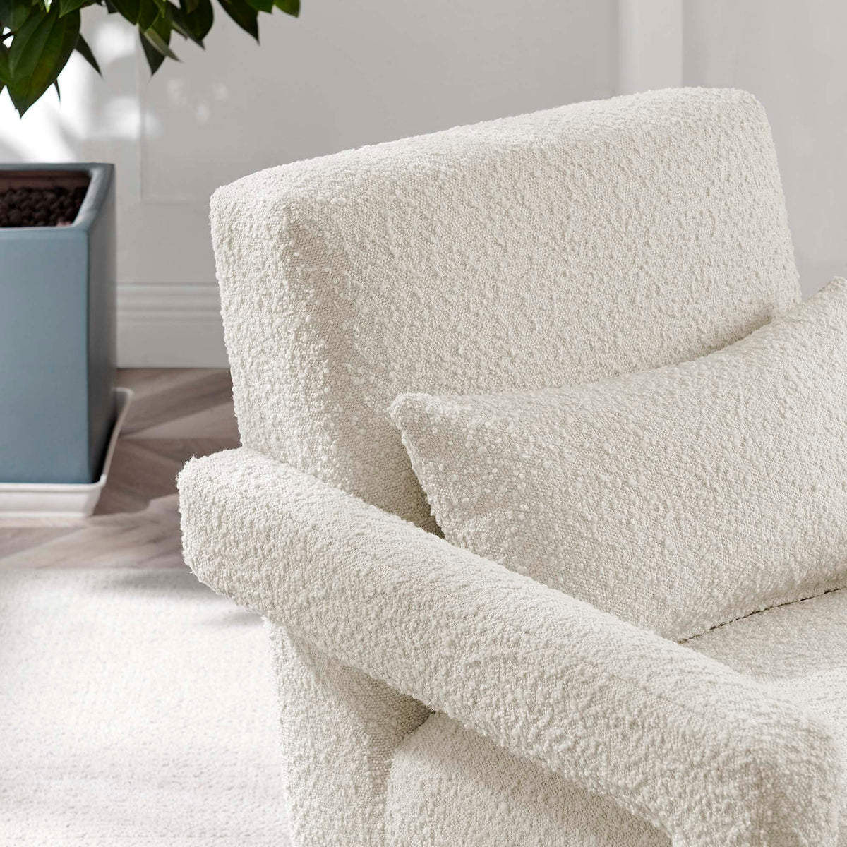 Mirage Ivory Boucle Upholstered Armchair - Ornate Home
