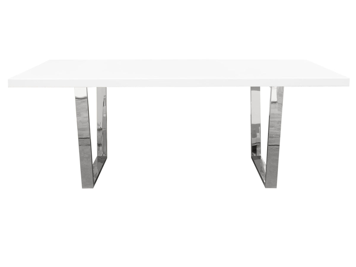 Mirage White/Silver Rectangular Dining Table - Ornate Home