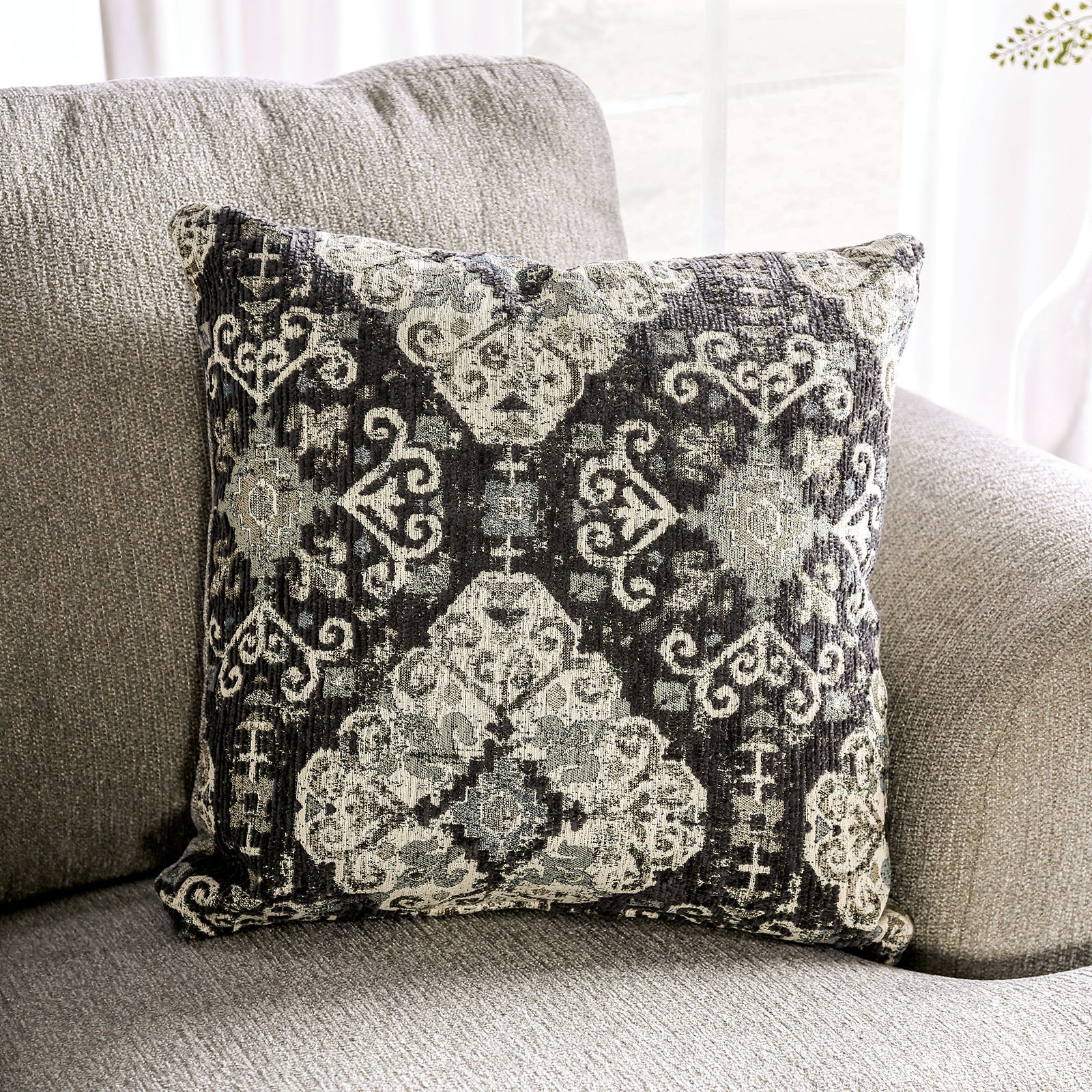 Miramar Beige/Charcoal Loveseat - Ornate Home