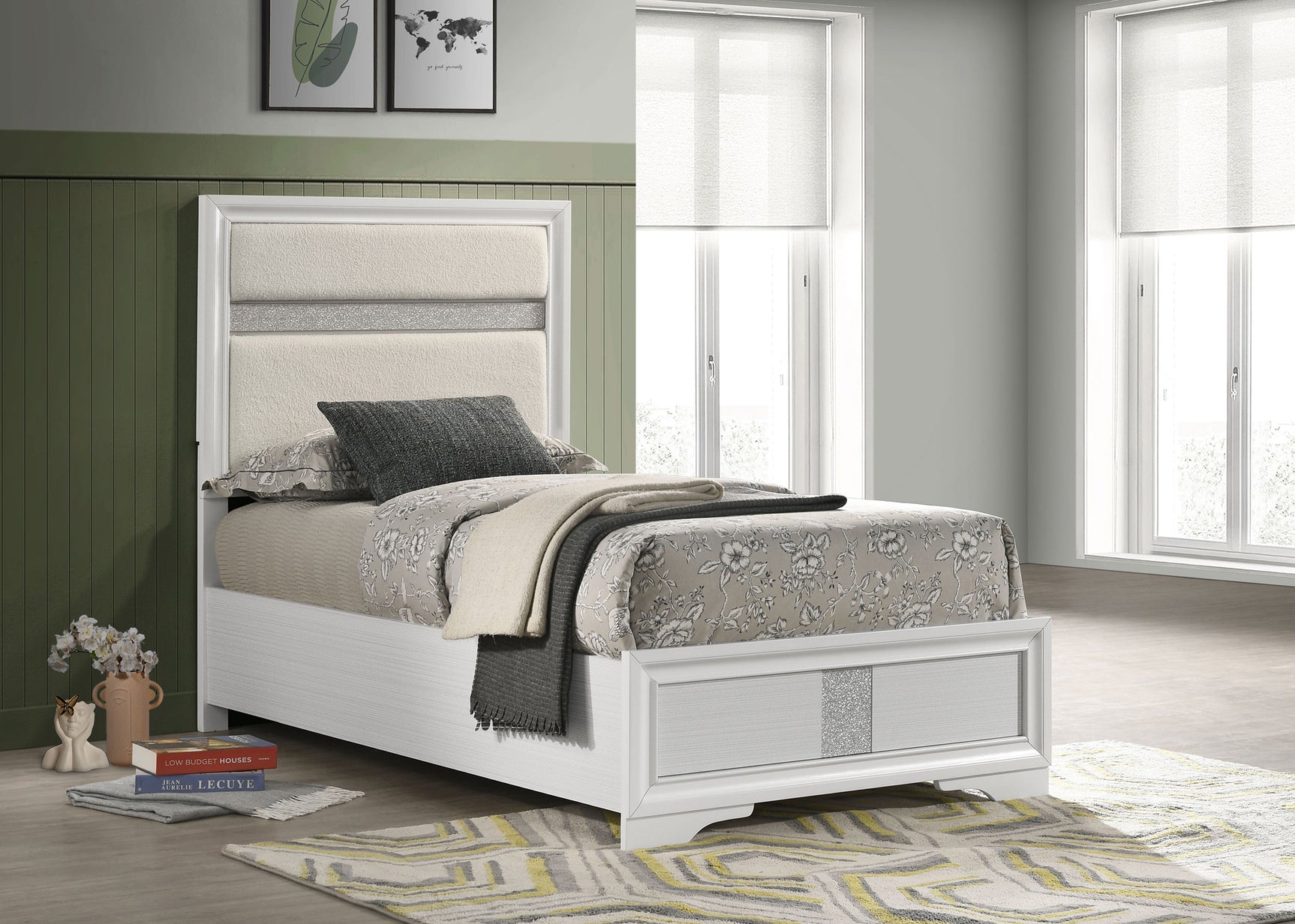 Miranda White Twin Panel Bed - Ornate Home