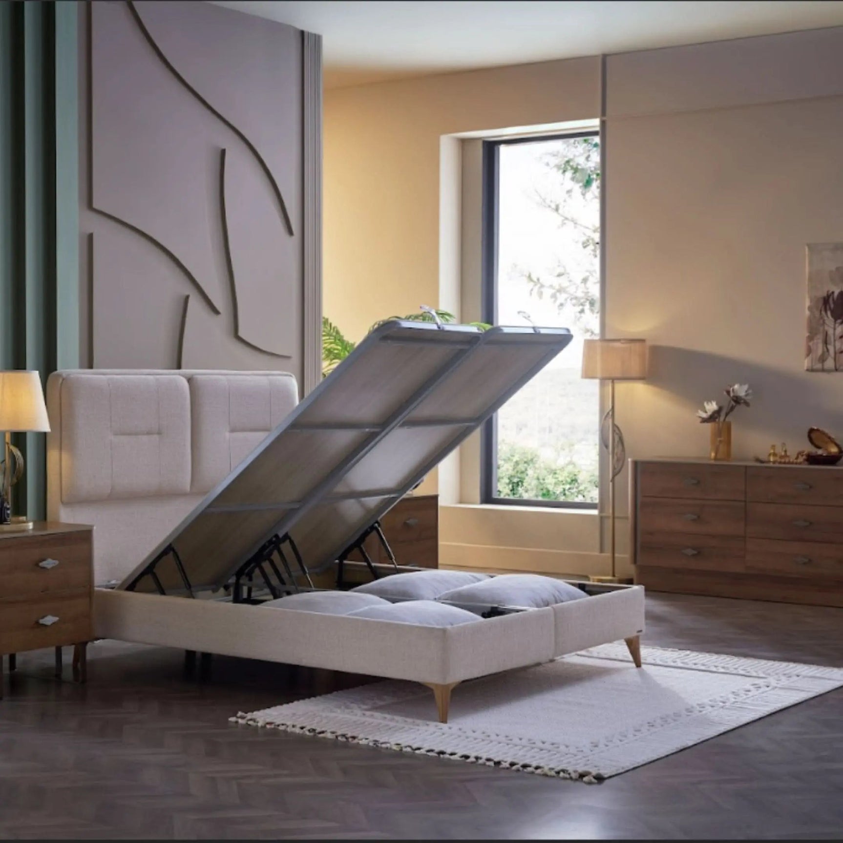 Mirante Luxe Cream Storage Bed - Ornate Home