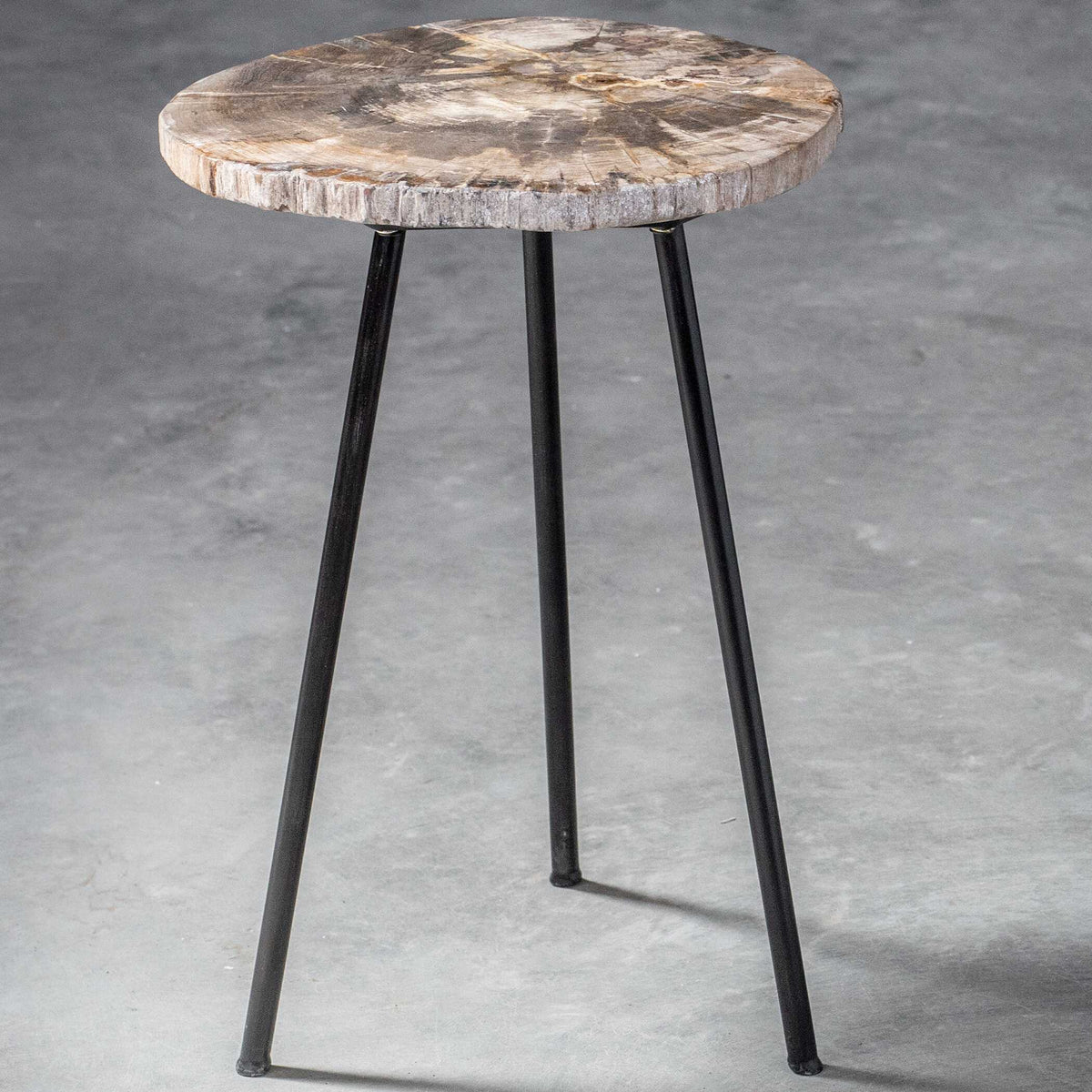 Mircea Black/Woodtone Petrified Wood Accent Table - Ornate Home
