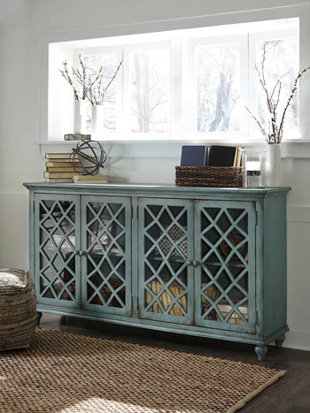 Mirimyn Antique Teal Accent Cabinet w/ 4 Door (Online Special Price) - Ornate Home