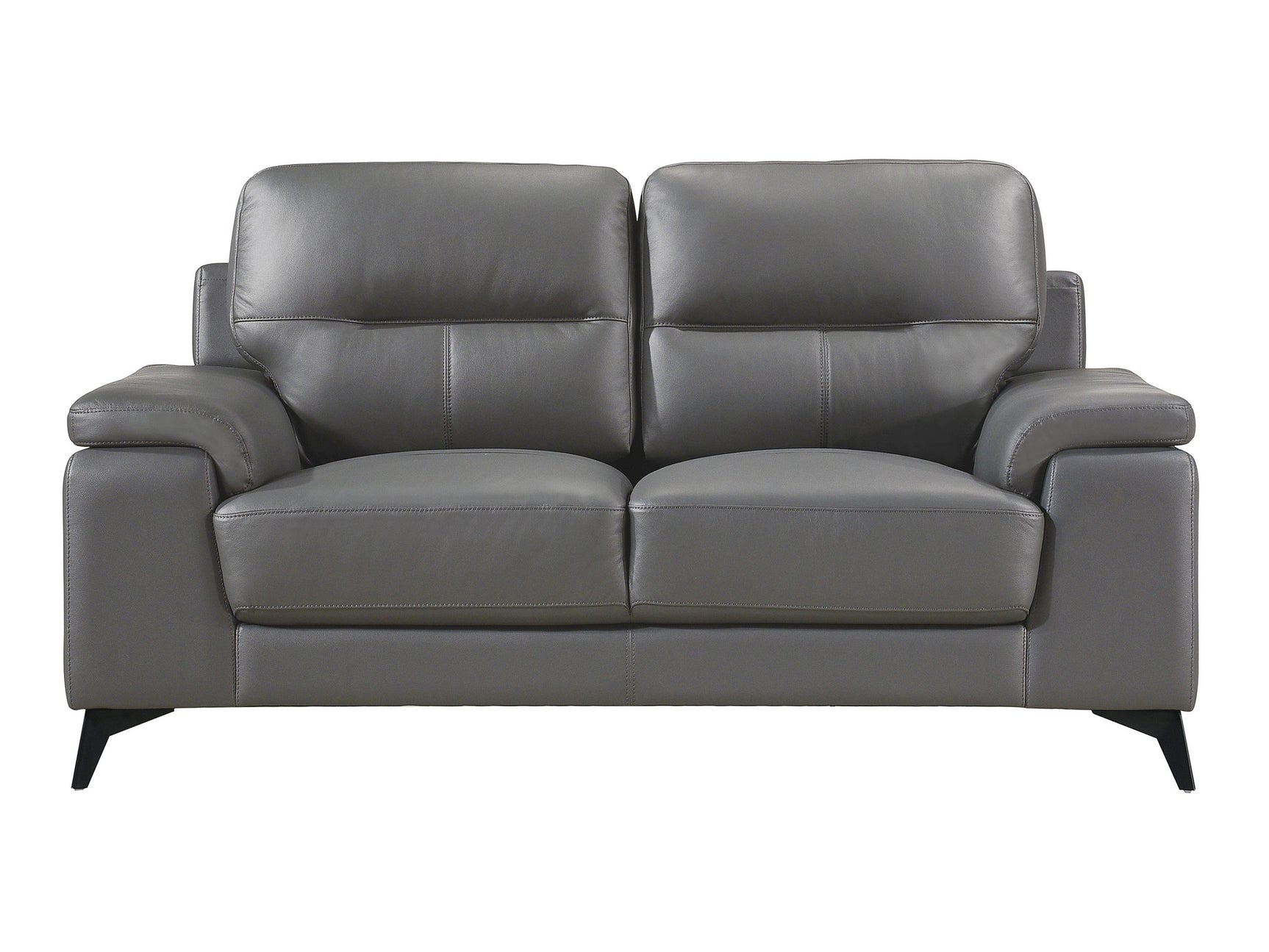 Mischa Dark Gray Leather Loveseat - Ornate Home