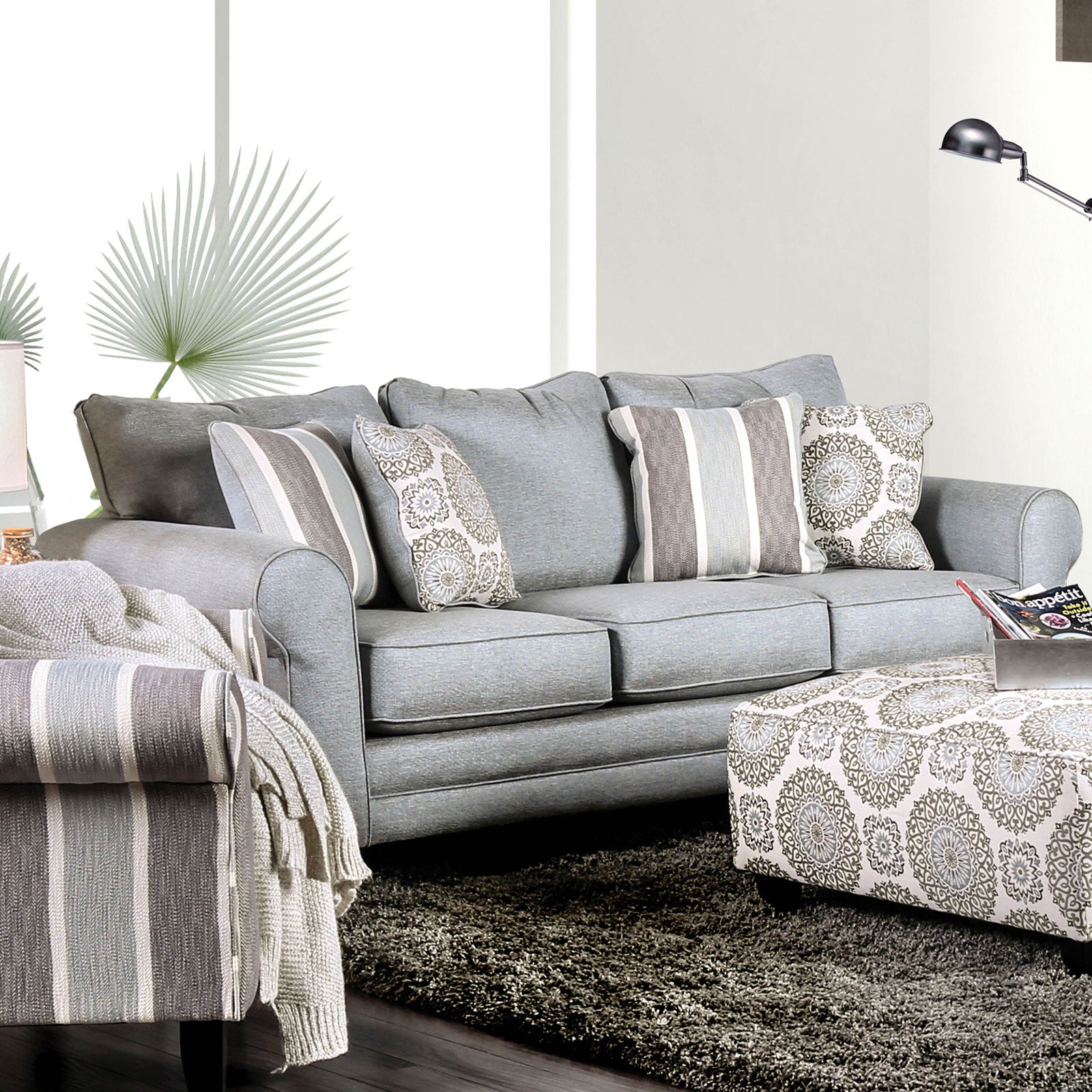 Misty Blue Gray Sofa & Loveseat - Ornate Home