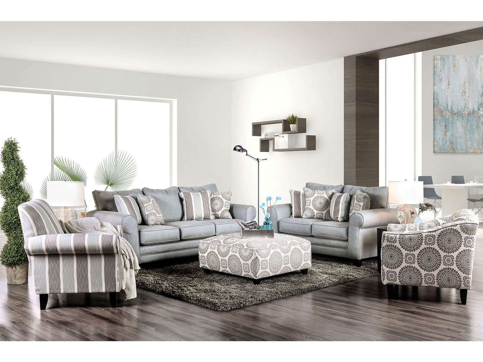 Misty Blue Gray Sofa & Loveseat - Ornate Home
