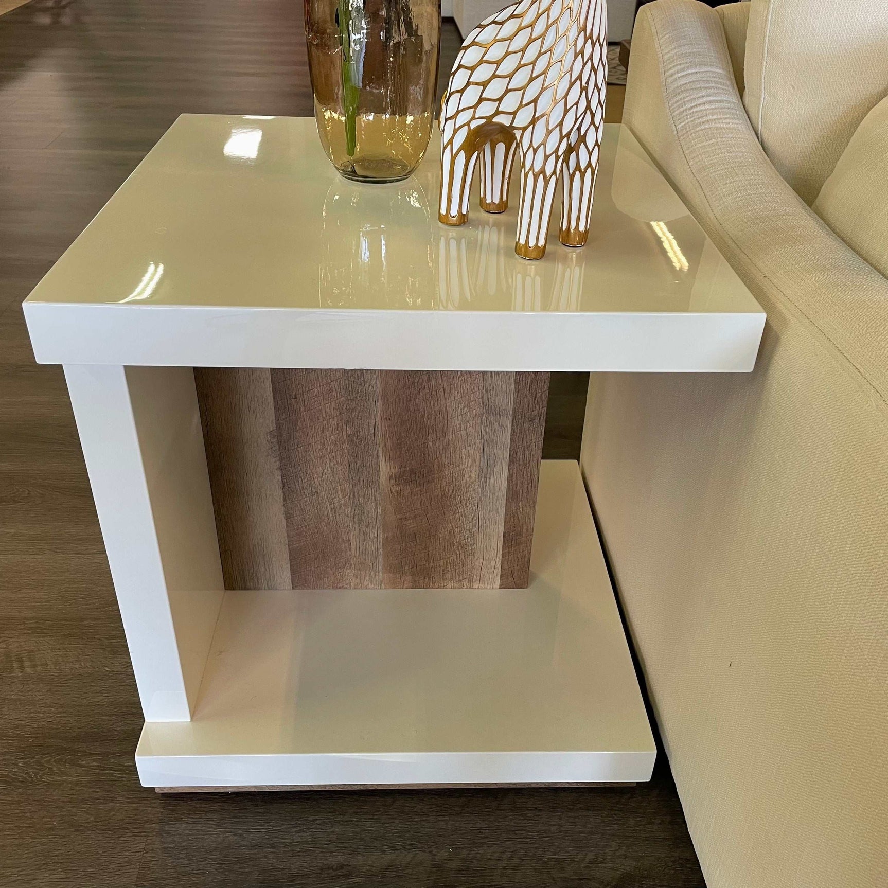 Moa White & Natural End Table - Ornate Home