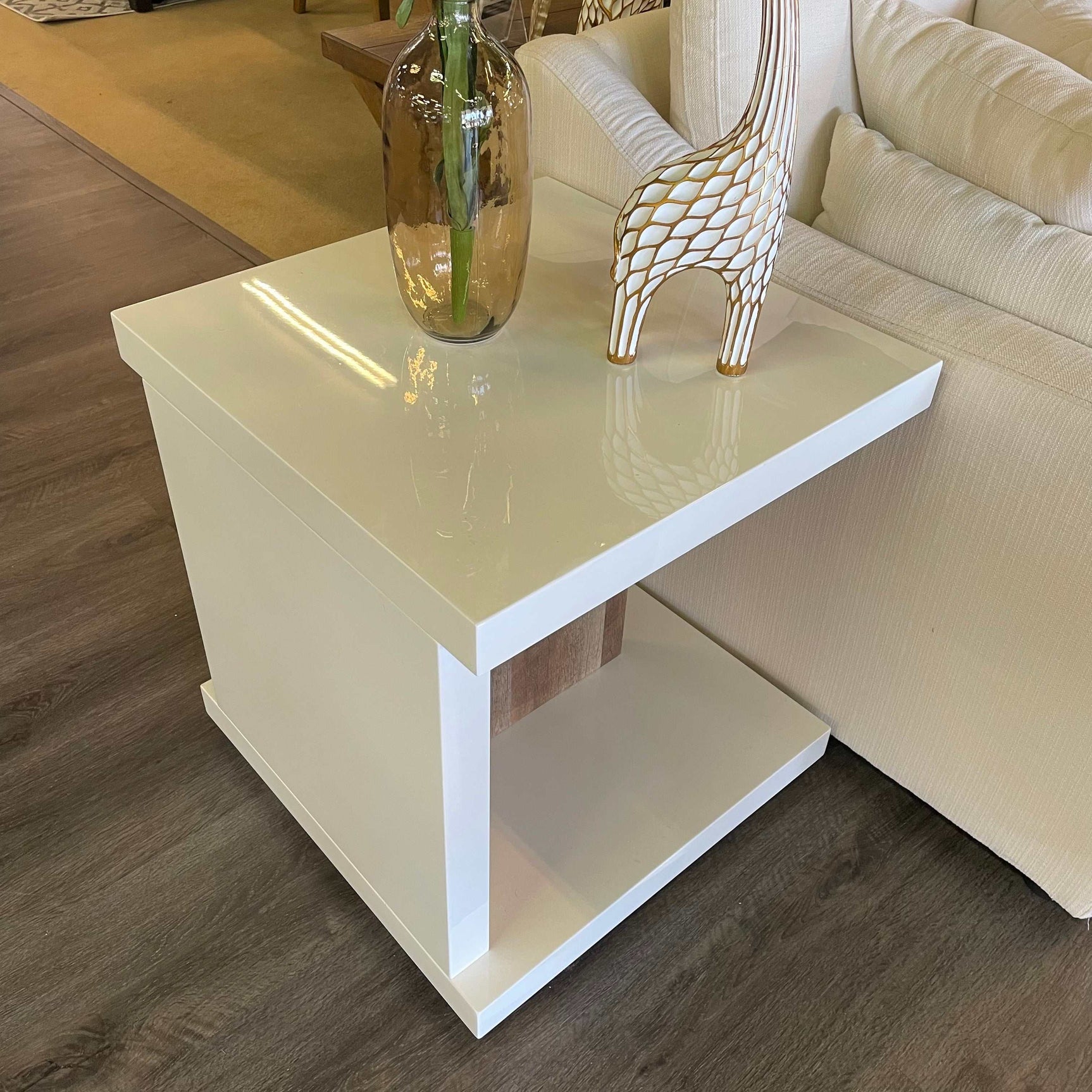Moa White & Natural End Table - Ornate Home
