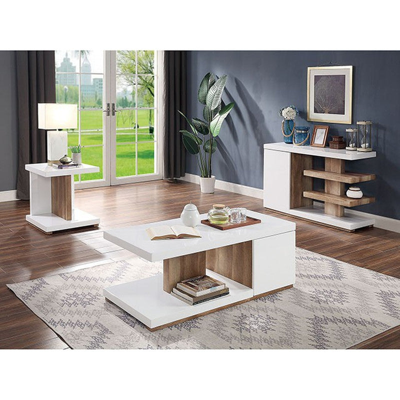 Moa White/Natural Tone Sofa Table - Ornate Home