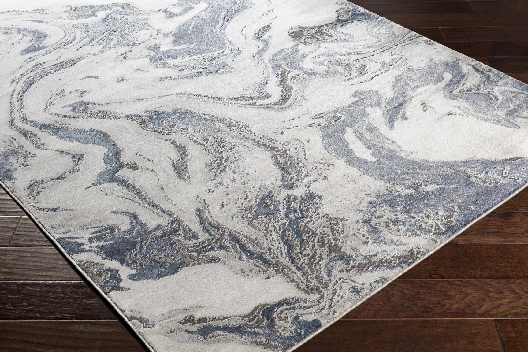 Moana Denim Blue Marble Area Rug - Ornate Home