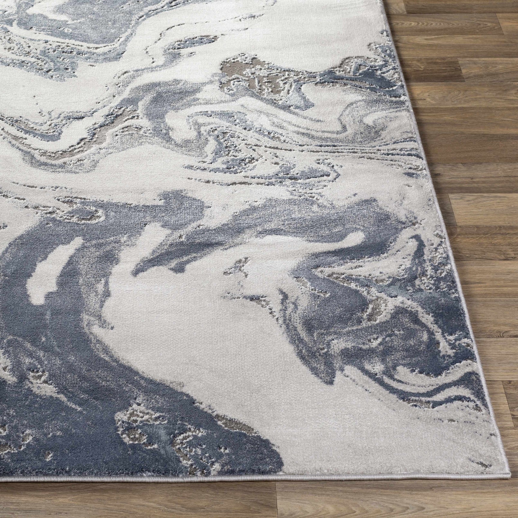 Moana Denim Blue Marble Area Rug - Ornate Home