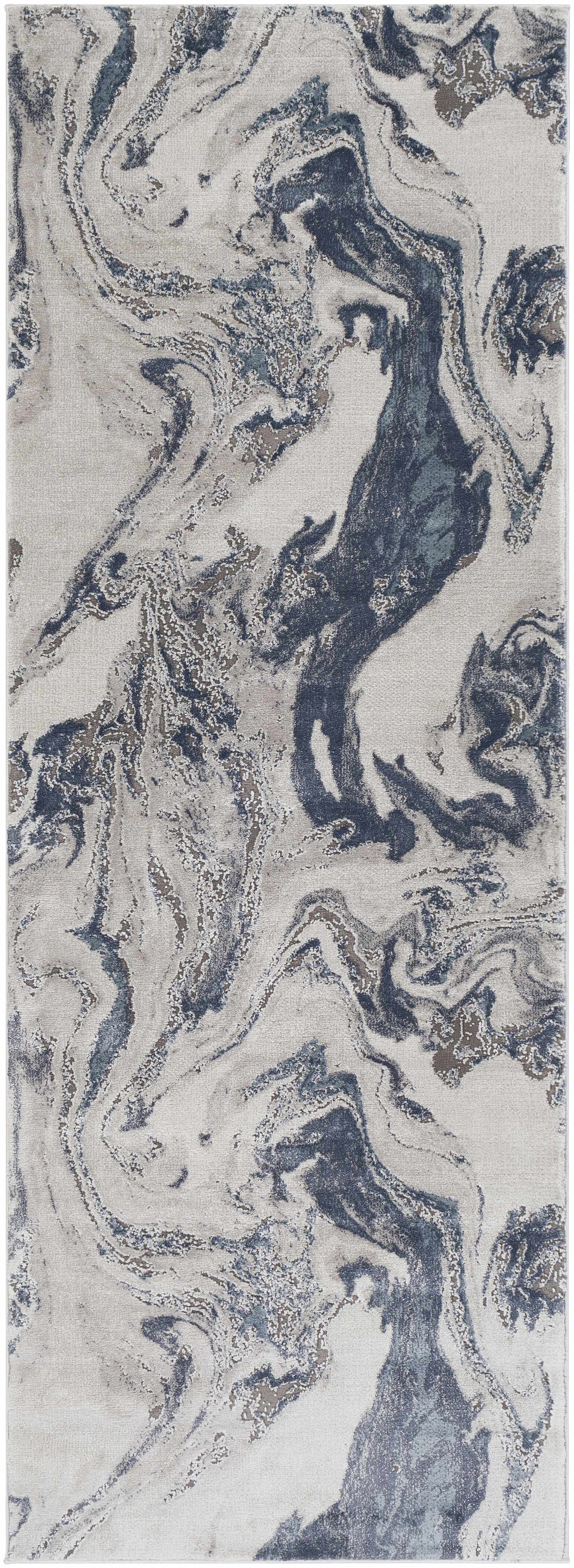 Moana Denim Blue Marble Area Rug - Ornate Home