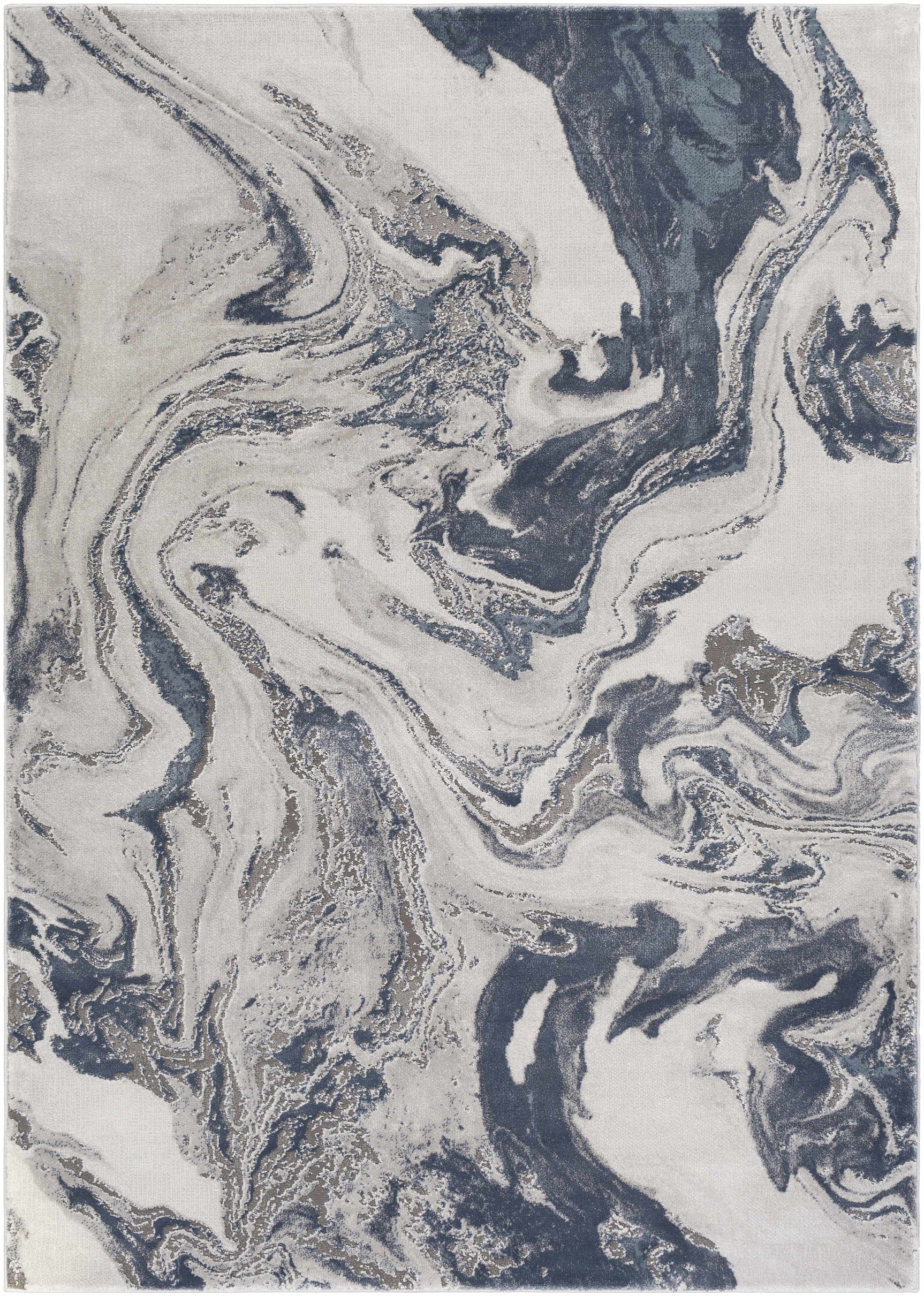 Moana Denim Blue Marble Area Rug - Ornate Home